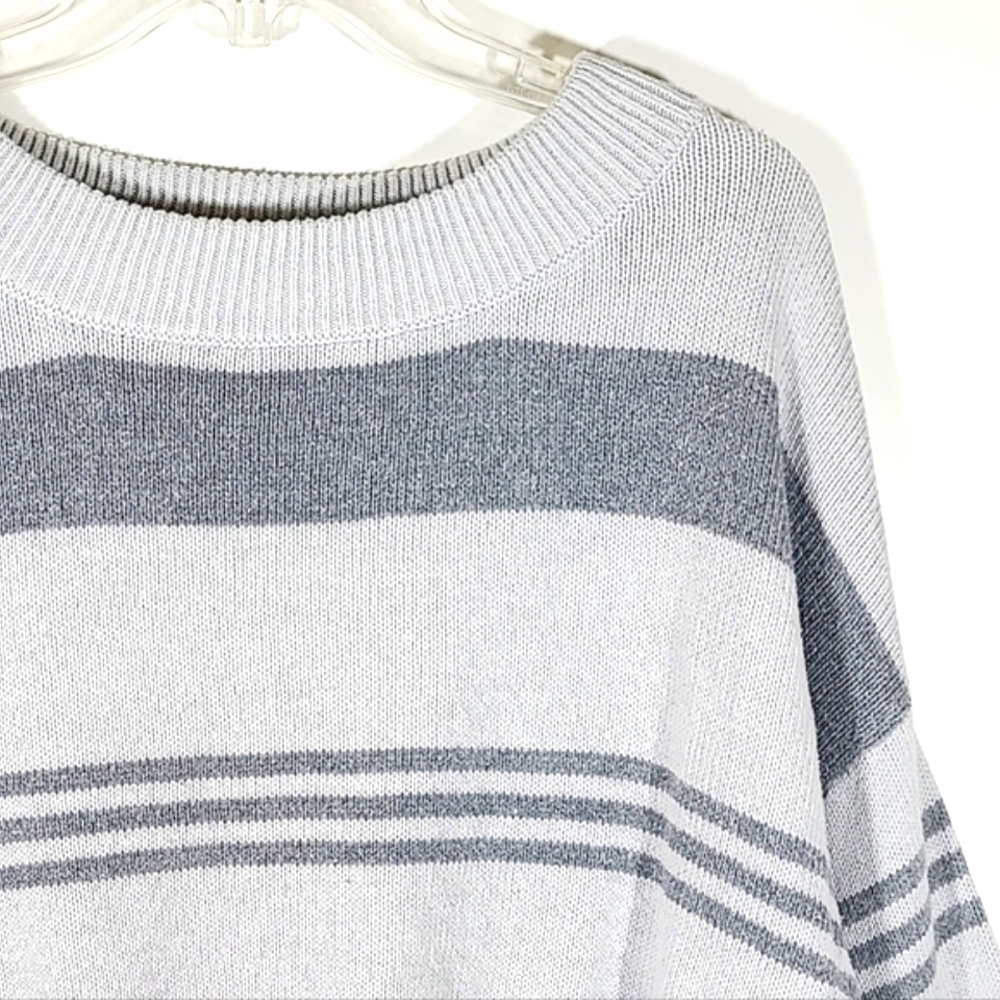 Lucky Brand Women’s gray black striped sweater - Picture 2 of 13